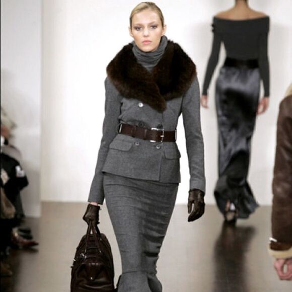 Ralph Lauren Collection ~ Black Cashmere Lined Lamb Suede Fringe Trimmed Gloves - Picture 7 of 16